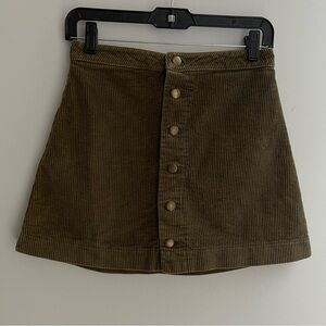 American Apparel Olive Corduroy Mini Skirt